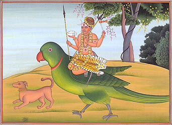 Bhairava Seated on Parrot (Vehicle of Kamadeva)
