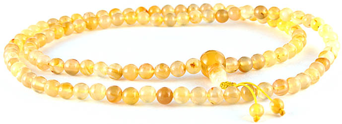 Yellow Jade Mala (Rosary) of 108 Beads for Chanting