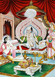 Mirabai Adorning Beloved Lord Krishna with a Garland